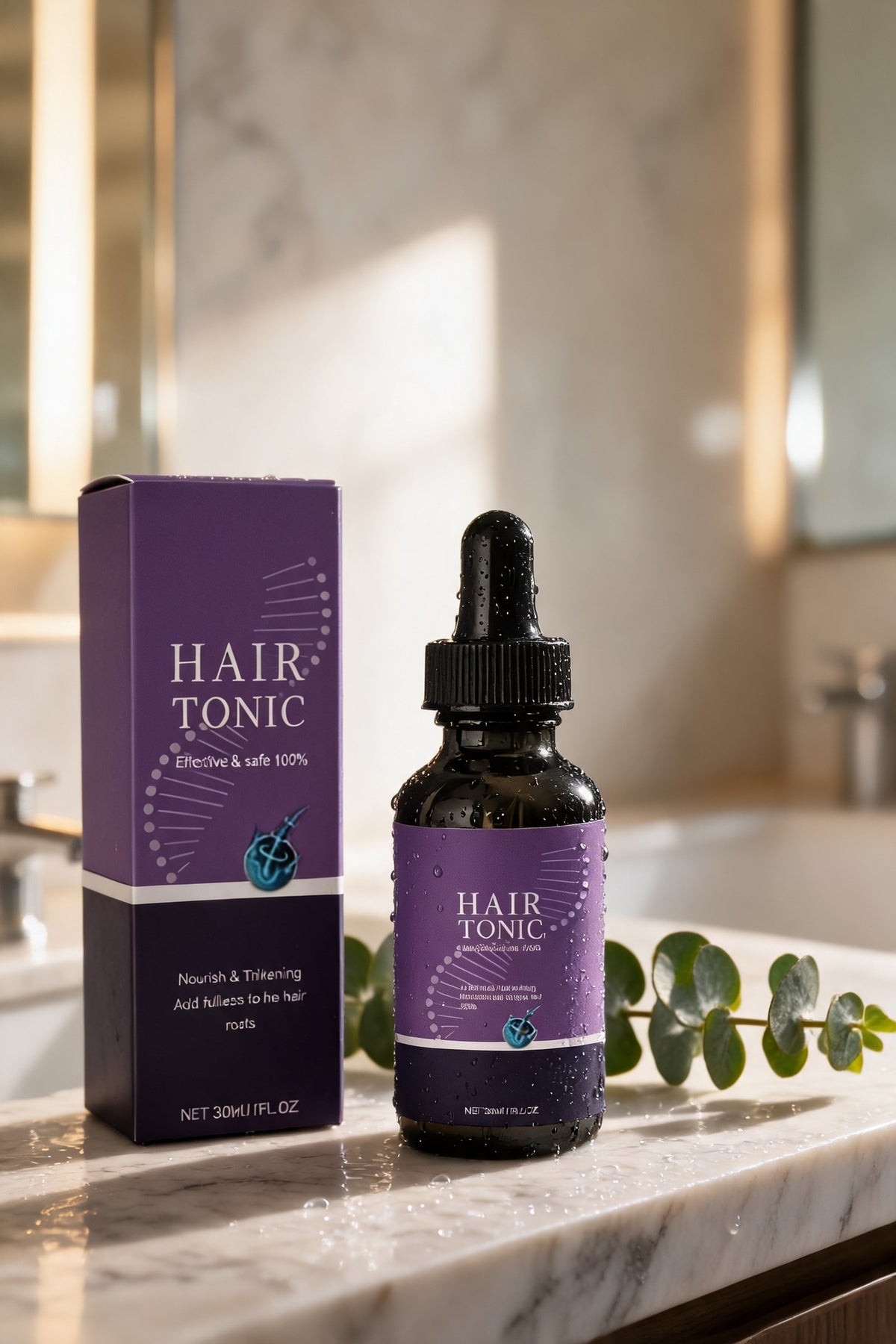 K·GLOW Serum im Badezimmer – Kopfhautpflege